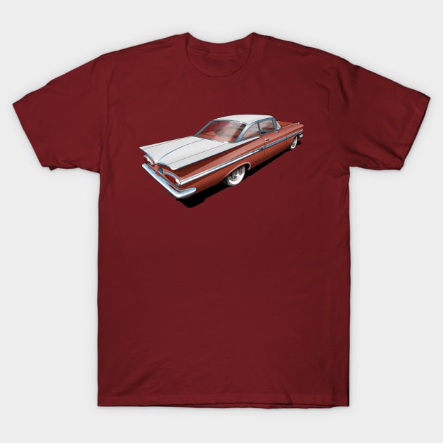 1959 Chevrolet Impala in Coral and White T-Shirt by candcretro